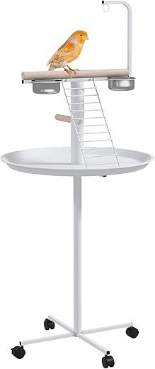 PawHut Bird Stand With Wheels And Perches