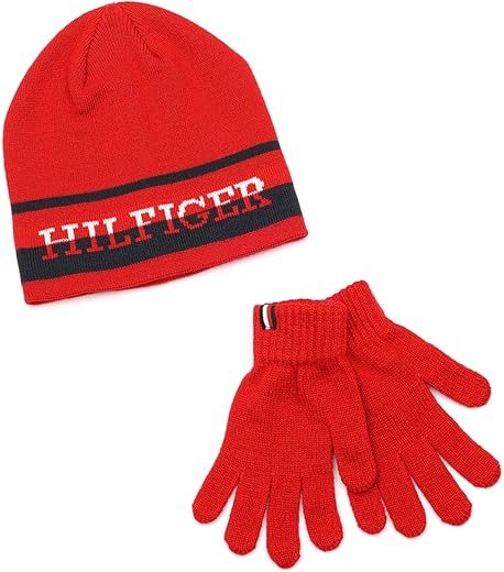 Tommy Hilfiger Boys Split Monotype Hat & Gloves Set