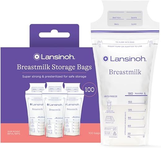 Lansinoh Breastmilk Storage Bags, 100 Count, Presterilized