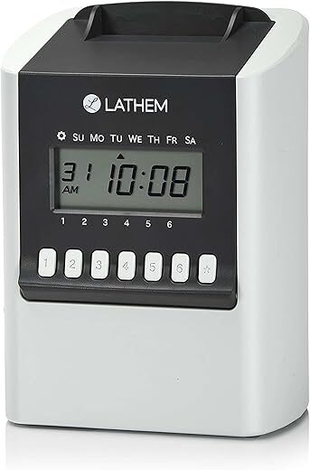 Lathem Calculating Electronic Time Clock, Gray