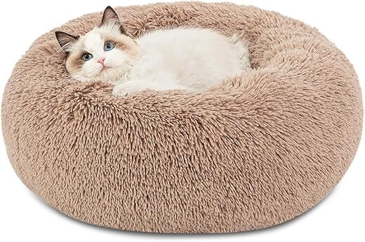 Bedsure Calming Cat Bed – Washable, Round Plush