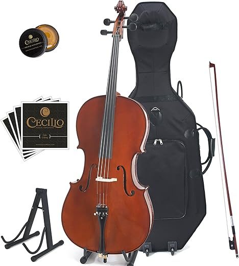 Cecilio CCO-500 Flamed Solid Wood Cello Set, 3/4