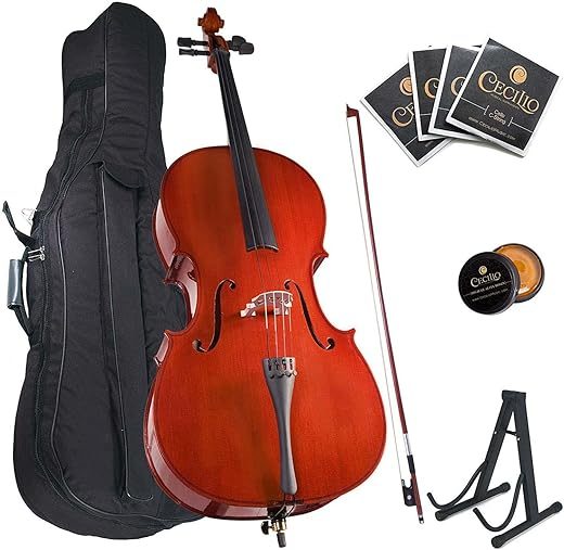 Cecilio Cello Kit w/Bow, Stand, Bag (1/2-size, Natural)