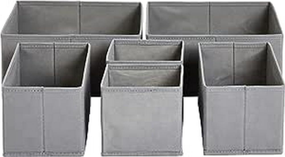 Amazon Basics Cloth Drawer Organizer Boxes, Set of 6