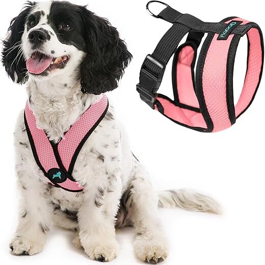Gooby Comfort X Head in Harness – Pink, Small Harness Patented Choke-Free X Frame – Perfect on The Go Harness for Medium Dogs No Pull or Small Dogs for Indoor and Outdoor Use