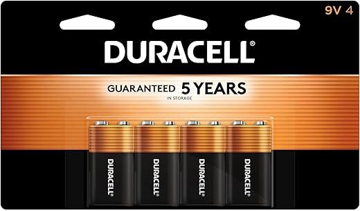 DURACELL Coppertop 9V Battery, 4 Count Pack