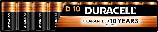 DURACELL Coppertop D Batteries, 10 Count Pack