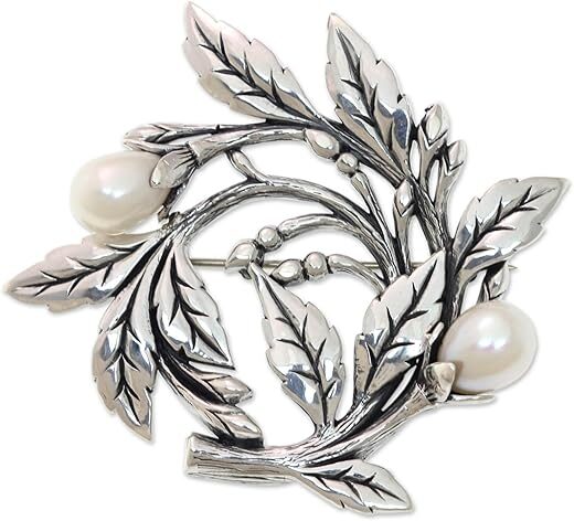 NOVICA Artisan Handcrafted Cultured Pearl Brooch
