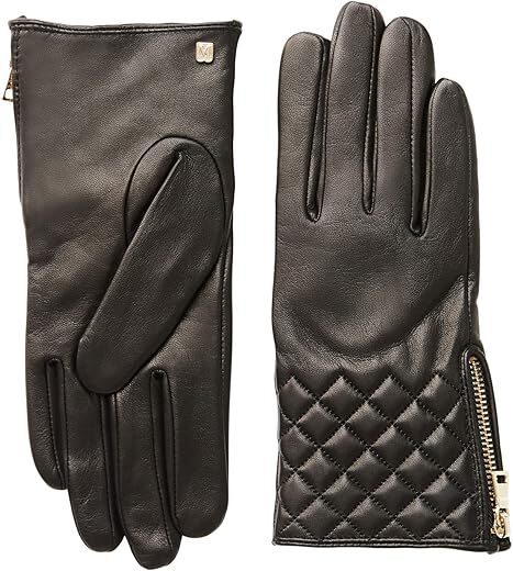 Bruno Magli Diamond Quilted Cuff Leather Gloves