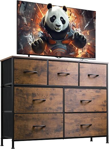WLIVE Dresser TV Stand with Fabric Drawers
