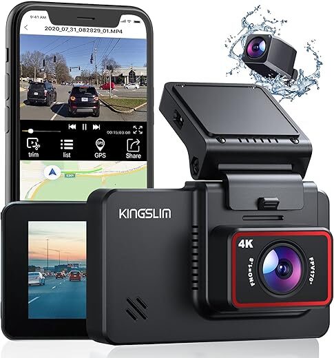 KINGSLIM Dual Dash Cam With WiFi GPS