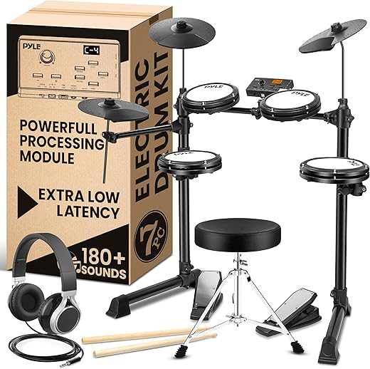 Pyle Electronic Drum Set With Mesh Pads