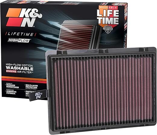 K&N Engine Air Filter: Reusable, Clean Every 75,000 Miles
