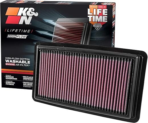 K&N Engine Air Filter: Washable, Reusable, Compatible With 2016-2022 Honda/Acura V6