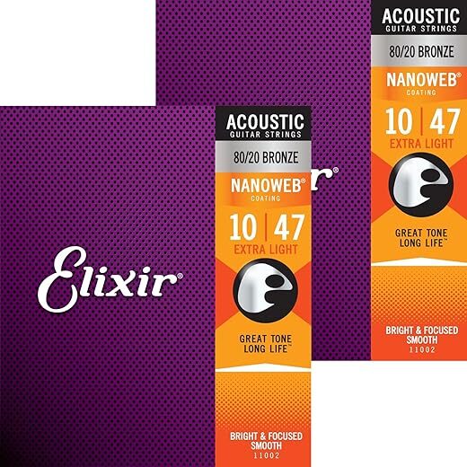 Elixir Extra Light Acoustic Guitar Strings 2-Pack