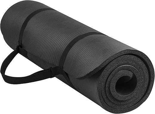 Signature Fitness Extra Thick Anti-Tear Yoga Mat with Strap