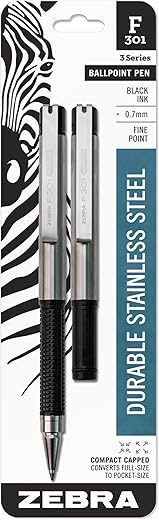 Zebra Pen F-301 Compact Retractable Ballpoint Pen, 2-Pack