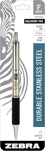 Zebra Pen F-402 Retractable Ballpoint Pen, 0.7mm