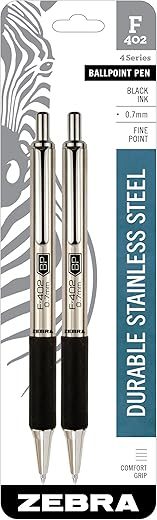 Zebra Pen F-402 Retractable Ballpoint Pen, 0.7mm
