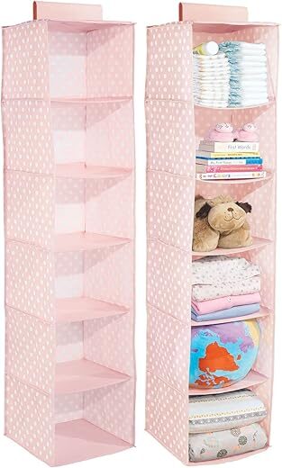 mDesign Fabric Hanging Organizer With 6 Shelves, 2 Pack