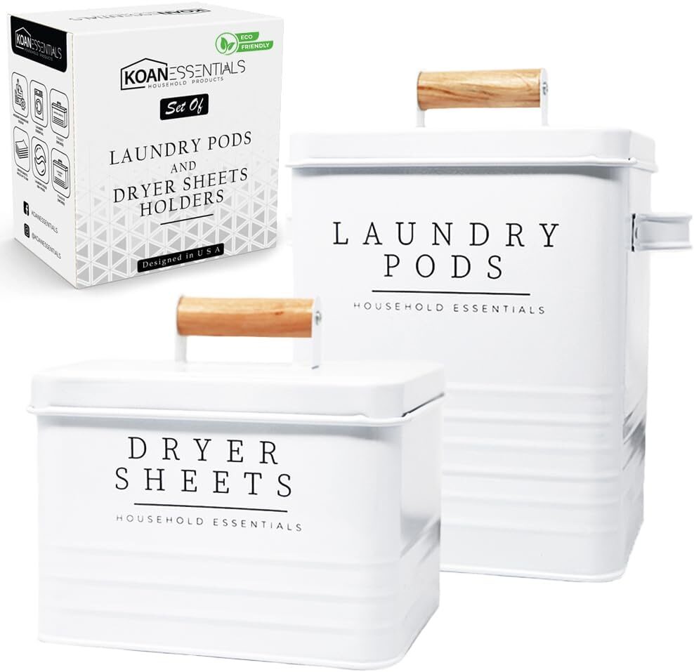 KOAN Essentials Farmhouse Laundry Pods and Dryer Sheet Holder