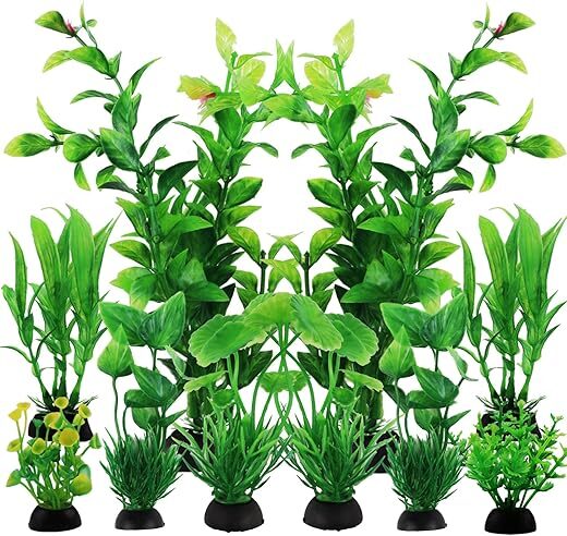 PietyPet Fish Tank Green Plants, 10pcs Decor
