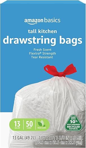 Amazon Basics Flextra Tall Kitchen Trash Bags, 13 Gallon