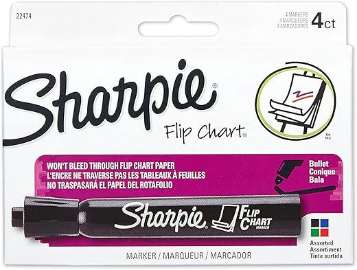 SHARPIE Flip Chart Markers, Bullet Tip, Assorted Colors
