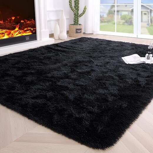 Noahas Fluffy Shaggy Rugs for Bedroom, 4×5.3 Feet