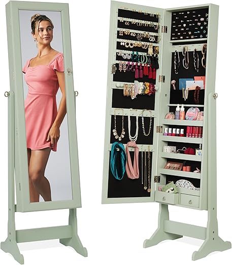Best Choice Products Freestanding Jewelry Armoire Cabinet Mirror