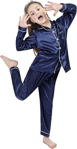 DF-deals Girls Boys Silk Satin Pajamas Set