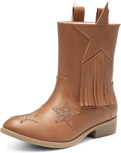 DREAM PAIRS Cowgirl Western Mid Calf Tassel Boots