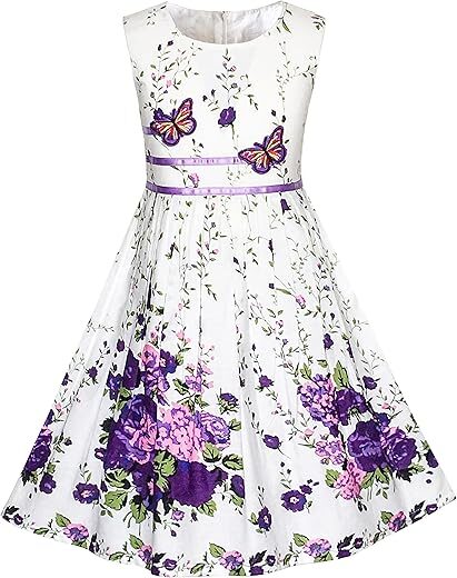 Sunny Fashion Rose Flower Double Bow Sundress