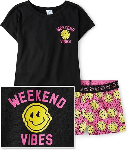 The Children’s Place Girls Sleeve Top and Shorts Pajama Set