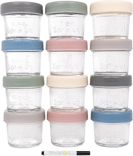 WeeSprout Glass Baby Food Storage Jars (4 oz)
