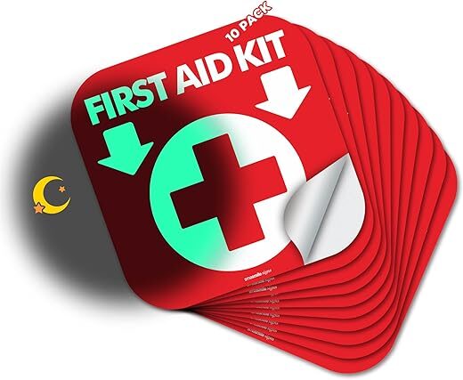 SMASMILE Glow in Dark First Aid Kit Signs