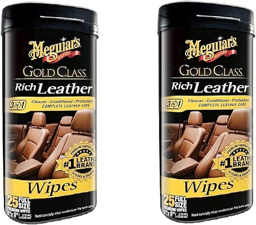 Meguiar’s Gold Class Rich Leather Wipes, 2 Pack