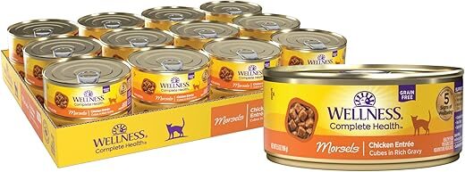 Wellness Grain Free Wet Cat Food, Chicken Entree, 5.5-Ounce, 24-Pack