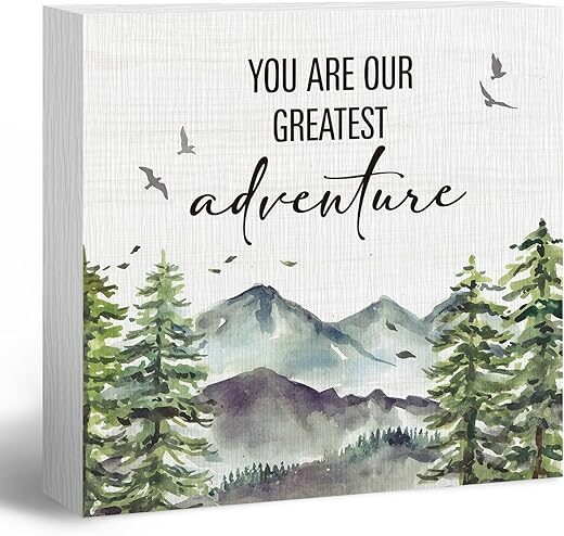 ANIANG Greatest Adventure Wood Block Box Sign
