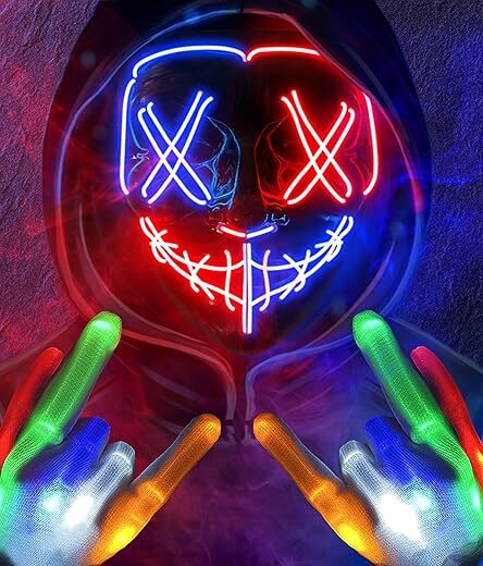 Sago Brothers Halloween Mask Skeleton Gloves Set