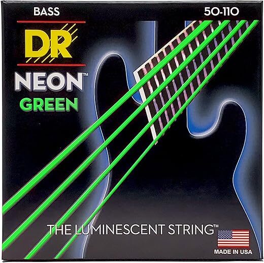DR Strings Hi-Def NEON Green Coated Bass Strings