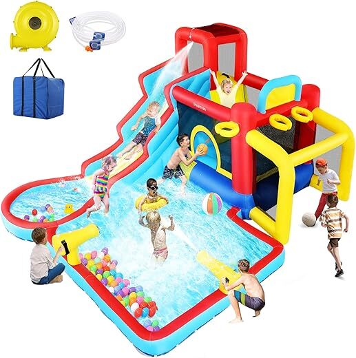 Whubefy Inflatable Water Slide Bounce Castle Bouncy House
