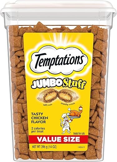 Temptations Jumbo Stuff Cat Treats, Chicken Flavor, 14 oz