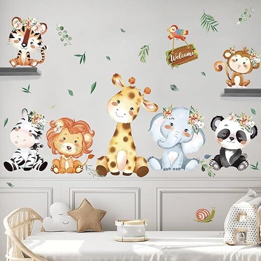 wondever Jungle Animals Wall Stickers for Kids