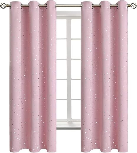 BGment Kids Blackout Curtains – Baby Pink, 42×63, Set of 2
