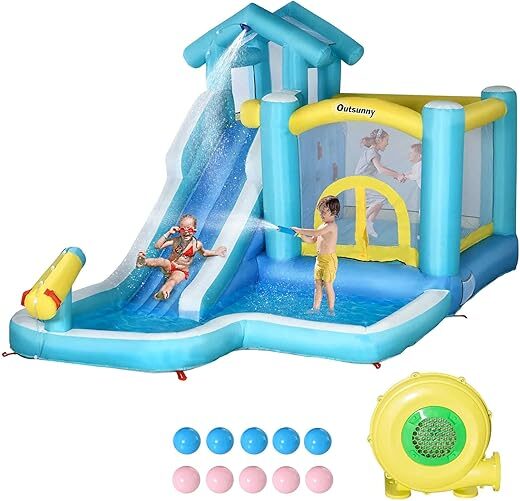Outsunny Kids Inflatable Bounce House with Slide