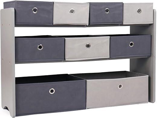 Humble Crew Kids Toy Organizer With 9 Bins, Grey