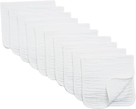 Synrroe Large Muslin Burp Cloths, 10 Pack