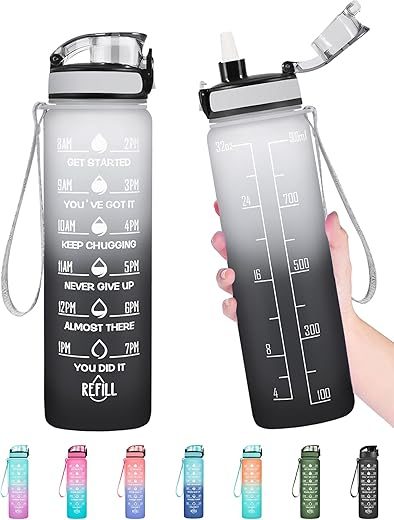 Enerbone Leakproof Motivational Water Bottle With Straw