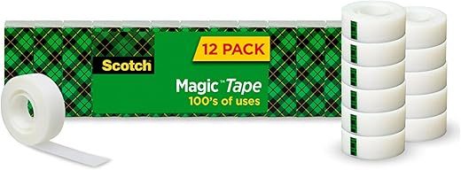 Scotch Magic Tape, Invisible, 12 Rolls, 3/4 x 1000 Inches